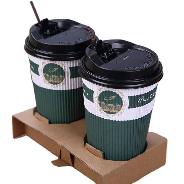 
500ml 16oz disposable ripple paper cup for coffee 