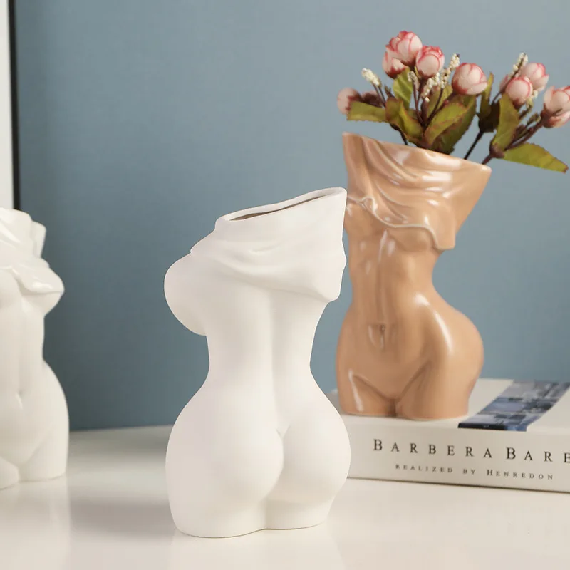 Hot Selling Nordic Solid Color Female Semi-nude Ceramic Vases