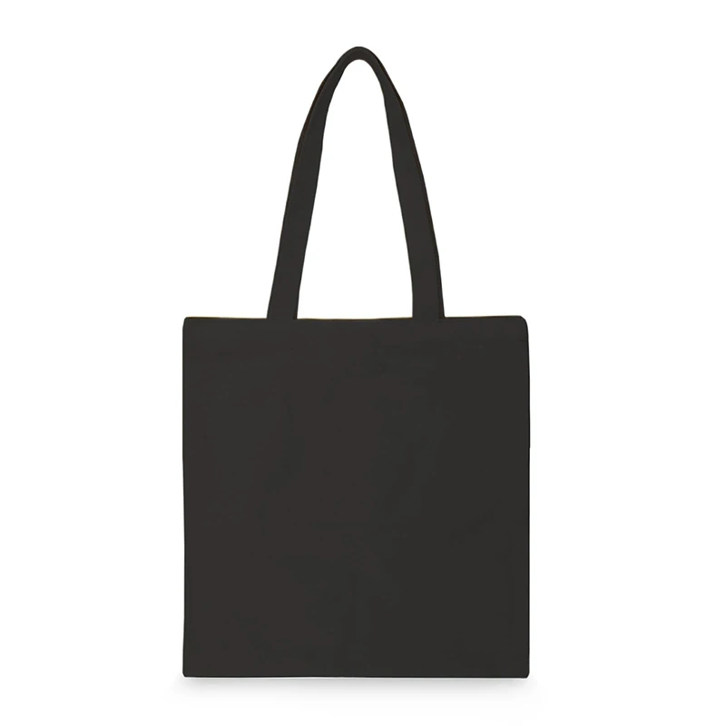 Custom Logo Printing Cheap 4 6 8 OZ Simple Cotton Grocery Shopping Bags Black Canvas Tote Bag for Women Gift