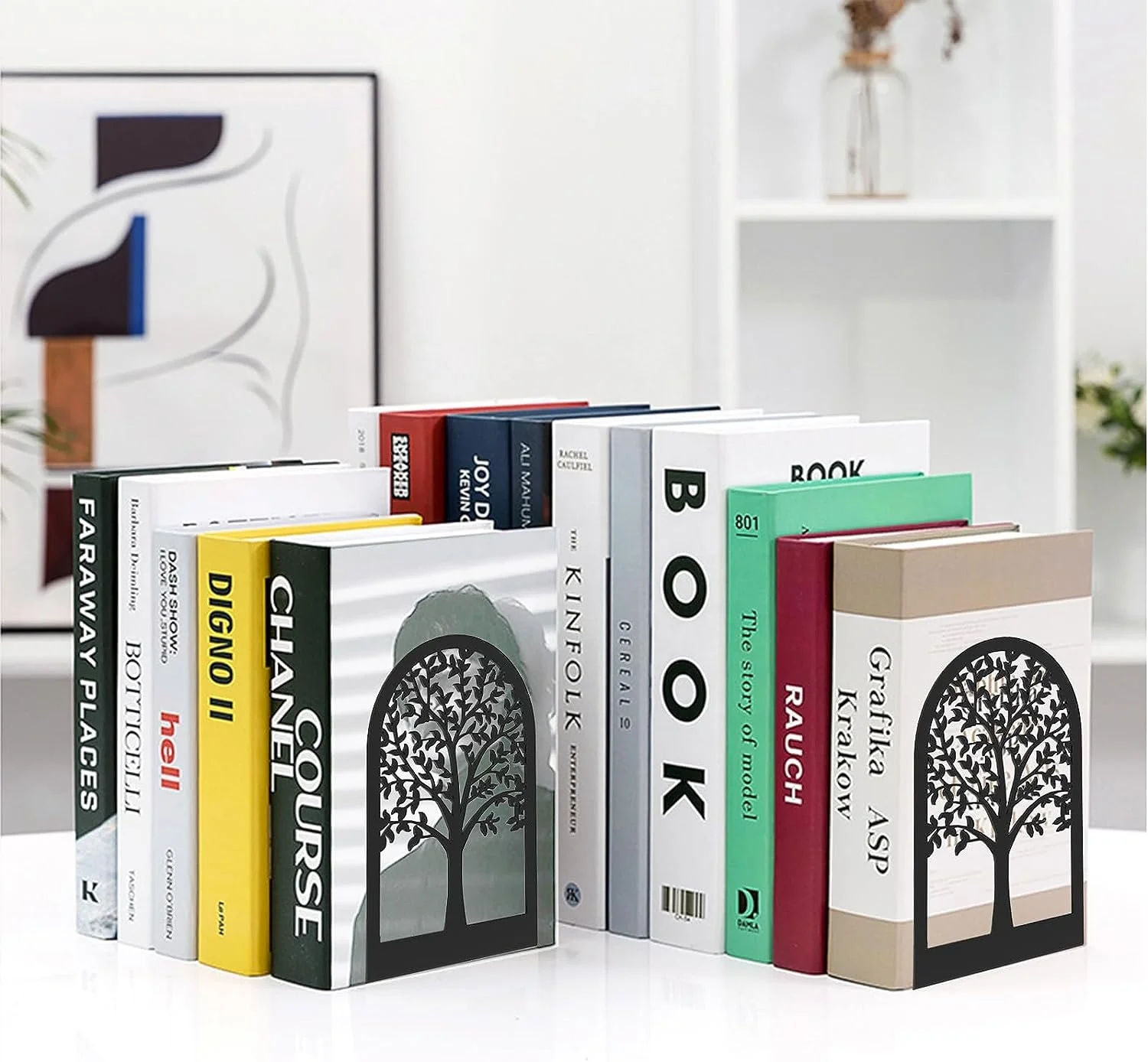 Oniya New Style  Modern Book Ends Decorative Metal Bookends for Heavy Books for Home Office