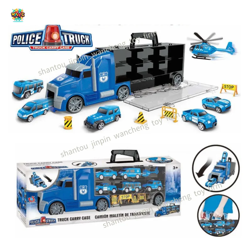 Hot Sell Kid Pretend Play Police Station Set Army Vehicle Mini Battle Set Die Casting Toys Car Carrier Truck Toy