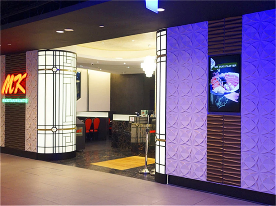 Silver 3D LED Light Cover  Color Interior Decorative 3D Wallpaper Wall Coating PVC Panel