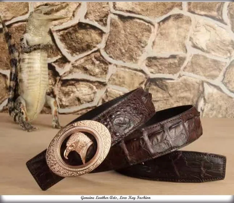 Custom production real exotic luxury men genuine crocodile skin leather belt