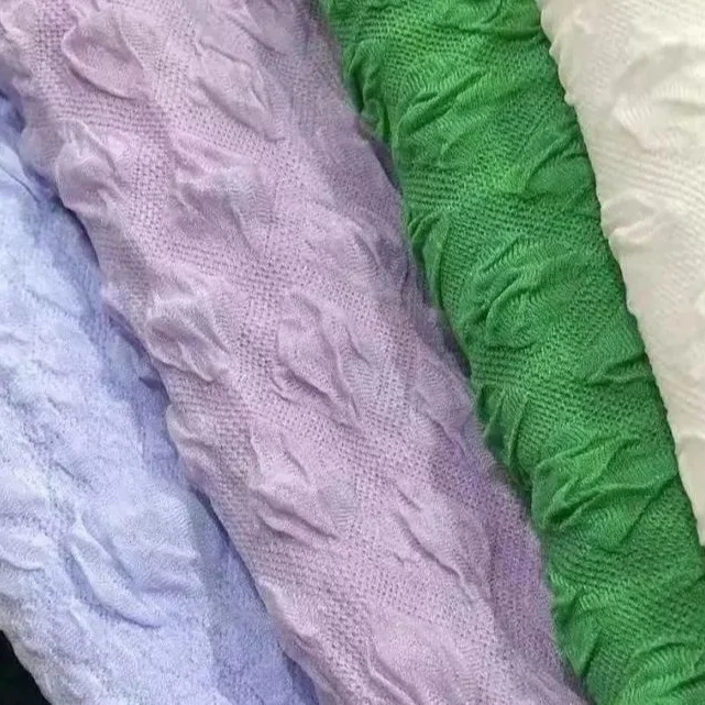 Manufacturer cheap custom color crepe jacquard blend spandex polyester knitted fabric for clothing