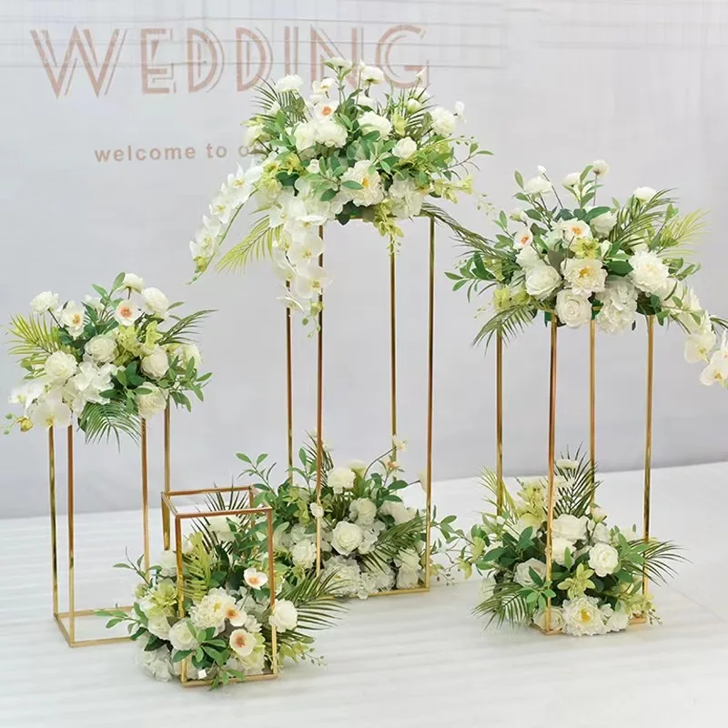Wedding Flower Rack Rectangular Removable Metal Party Scene Layout metal centerpieces for wedding table