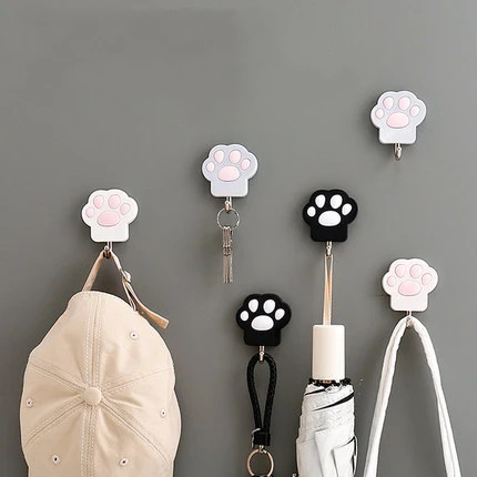 Wholesale Household Cat Paw Print Double Sided  Adhesive Wall Towel Hooks