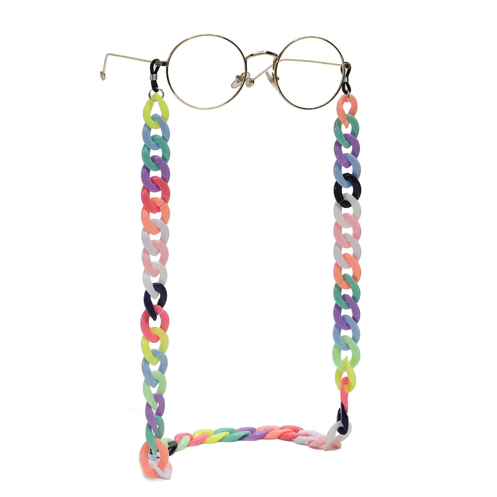 
2020 stylish wholesale Acrylic eyewear chain 19 color candy color acid multi-color concave modeling eyewear rope 