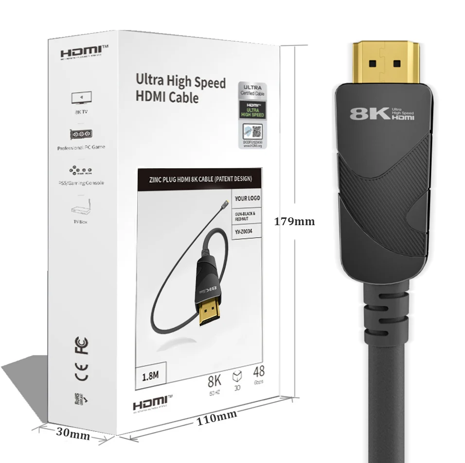 Широко используемые аксессуары и запчасти HDMI-кабель 8k 2 1 3 м позолоченный порт 48 Гбит/с 8K 60 Гц