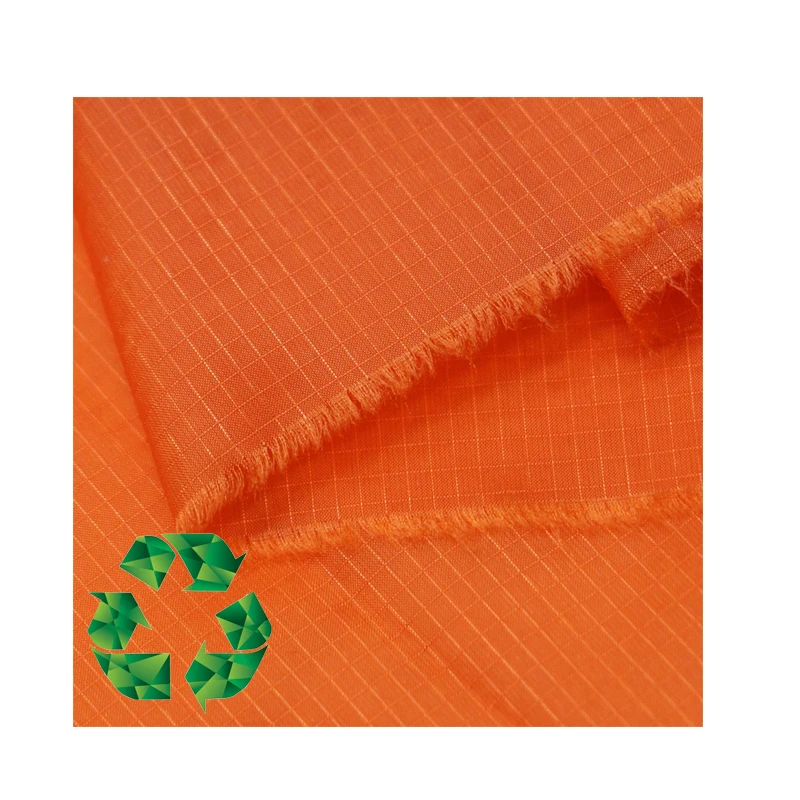 Global Recycled Standard 100% Nylon Recycled 20D ultralight ripstop fabrics ribstop nylon plaid fabric