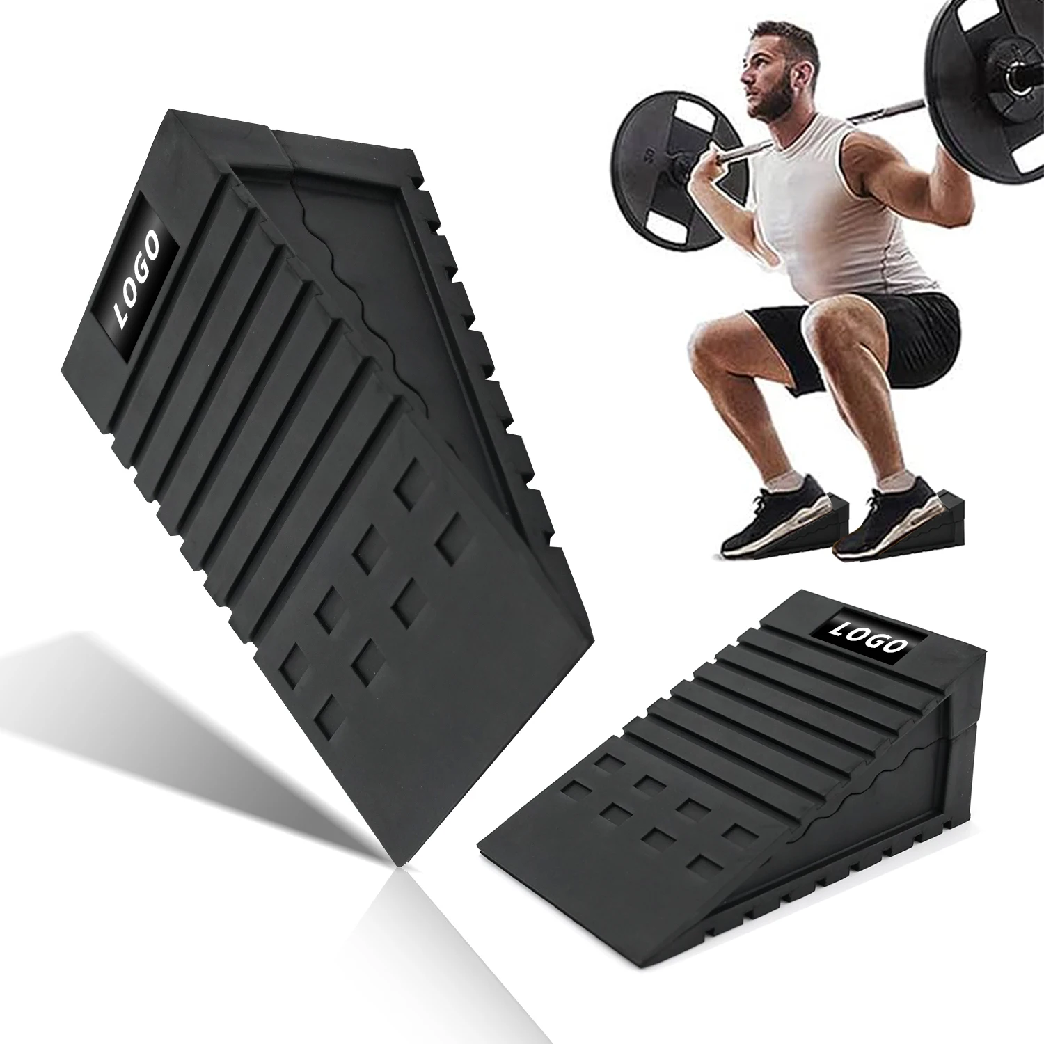 Squat Wedge Block (Pair) Adjustable Non-slip Squat Ramp Board Improve For Squat And Deadlift Calf Stretcher Incline