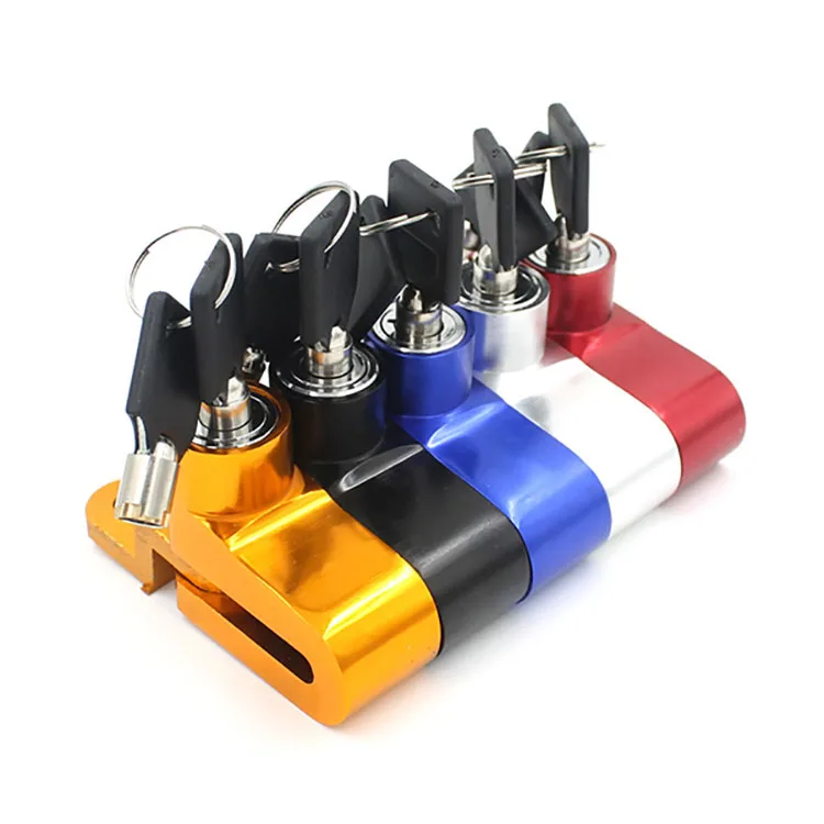 New Waterproof Five-color Motorcycle Zinc Alloy Lock Disk Brake Lock With 2 Keys