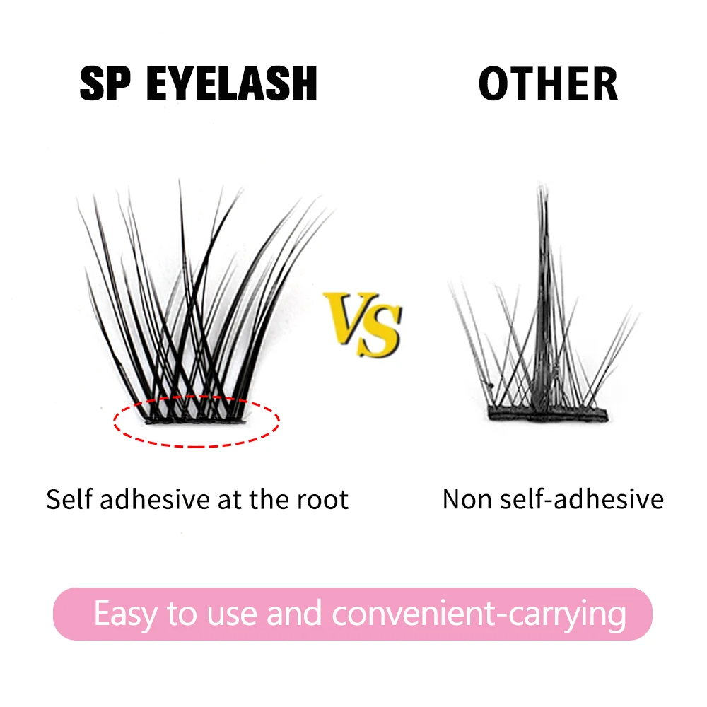 SP EYELASH Self Adhesive Eyelashes 9Pcs Small box Press On Lashes No Glue Needed Self Adhesive Lash Clusters