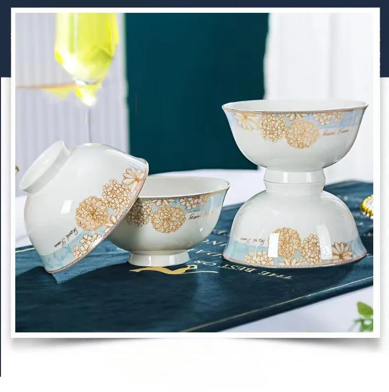 Kitchen Dishes Set Household Tableware Factory Wholesale Ceramic Dishes Dinnerware Plates 22/56/60 Pcs/Set