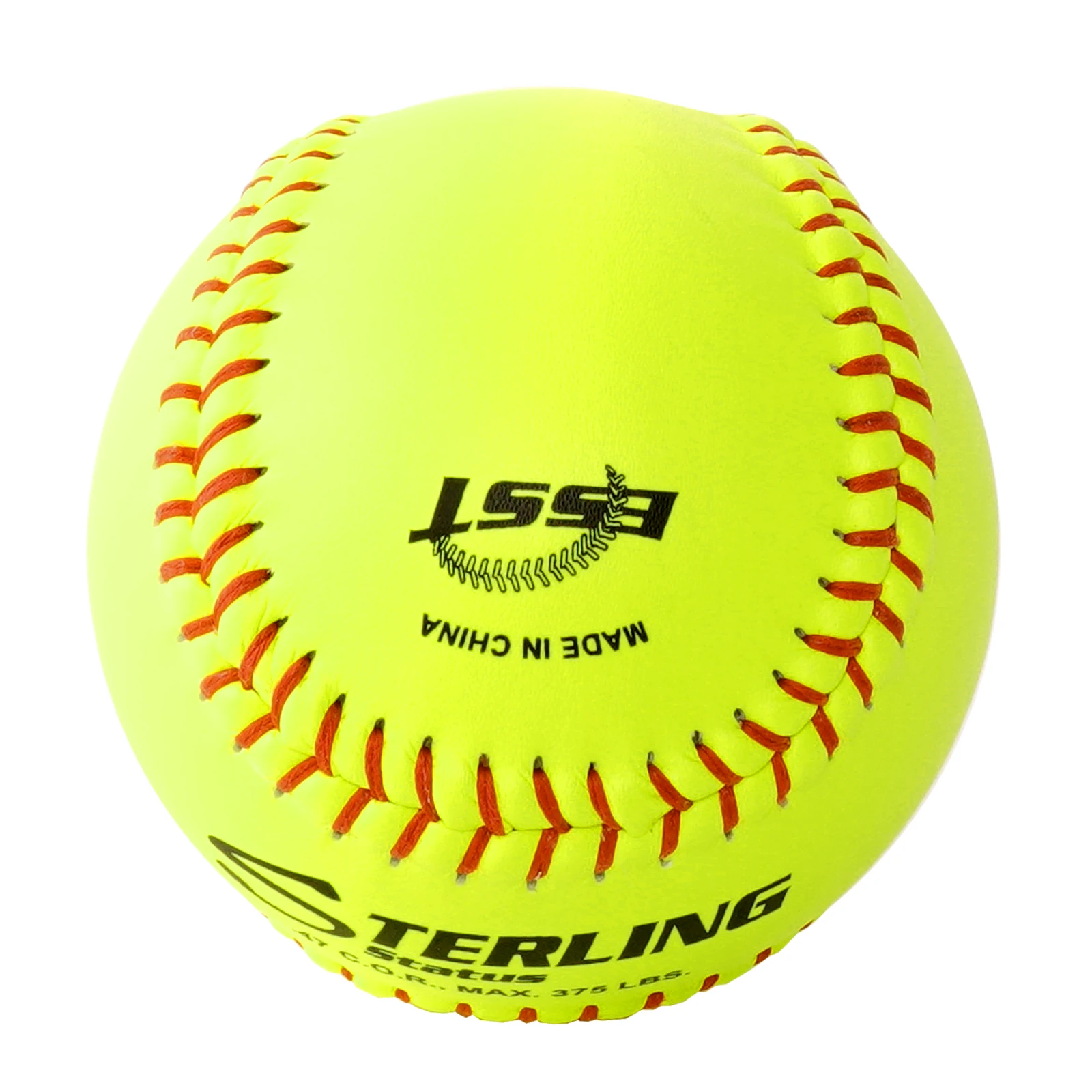 12 Inch Yellow Split Leather and Poly Core Softball Training Competition Ball 47 C.O.R MAX 375 LBS Sports Training Softball Ball