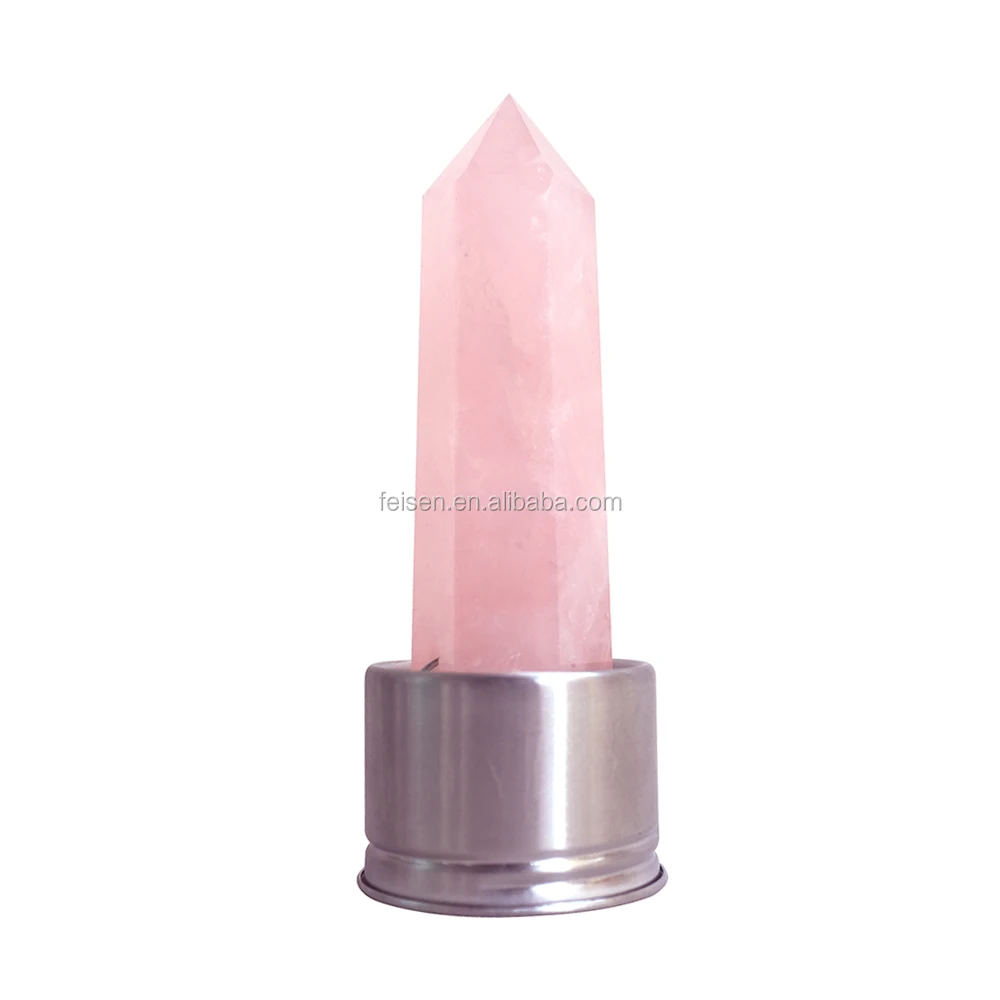 2019 Amazon hot selling products natural Rose quartz/ Amethyst sting energy gemstone crystal water bottle elixir