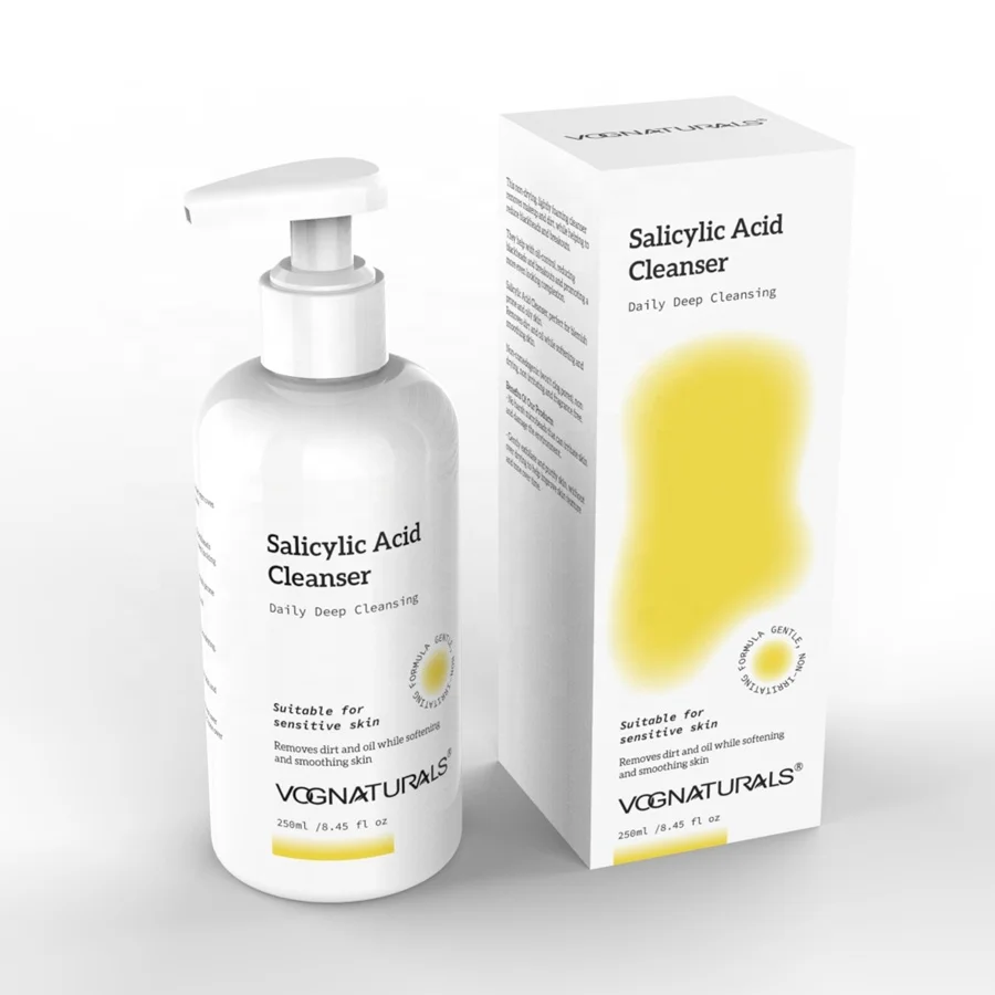 Private Label Natural Vegan And Gentle Exfoliating Formula Face Wash Daily Deep Cleansing Anti Acne Salicylic Acid Face Cleanser