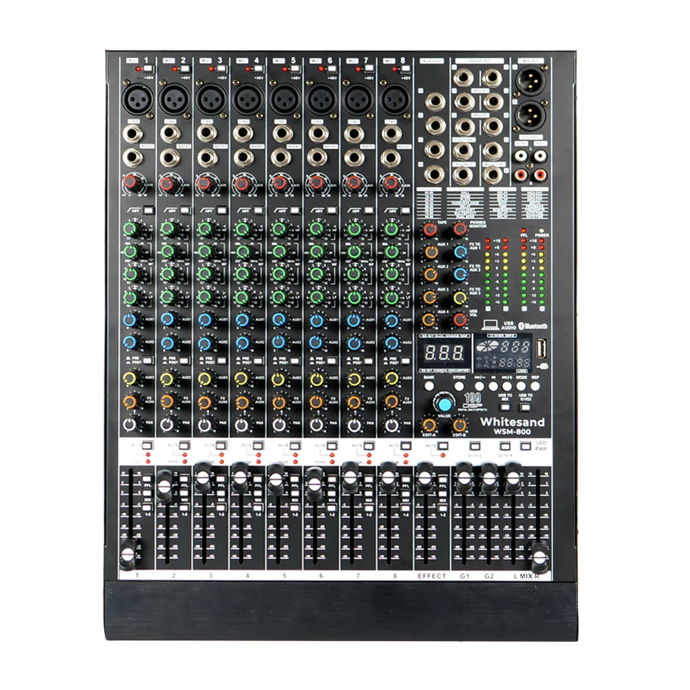 Whitesand Hot Sell 8 Channel Usb Interface Streaming PC Audio Mixer WSM-800