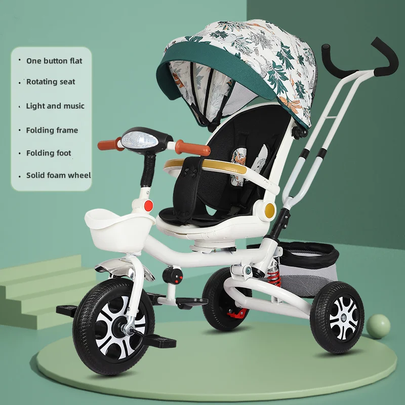 High Quality Hot Sale Best Selling Lovely New Baby Tricycle 4-in-1  Cheaper Tricycles for Babies of 1 year Folding Stroller