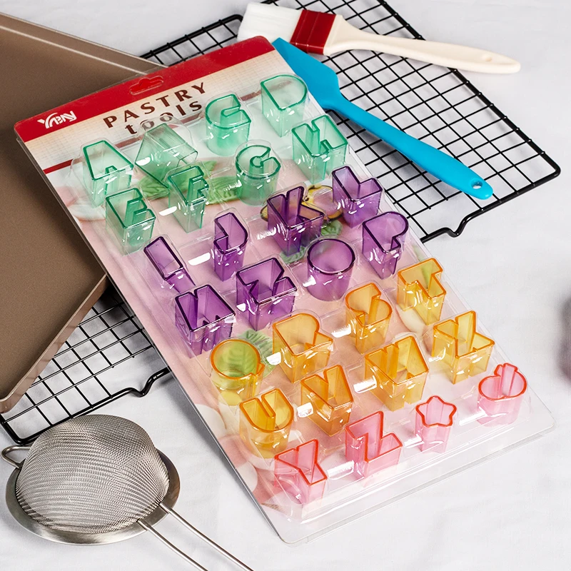 hot colorful plastic alphabet letter cookie cutter baking tool DIY biscuits mold