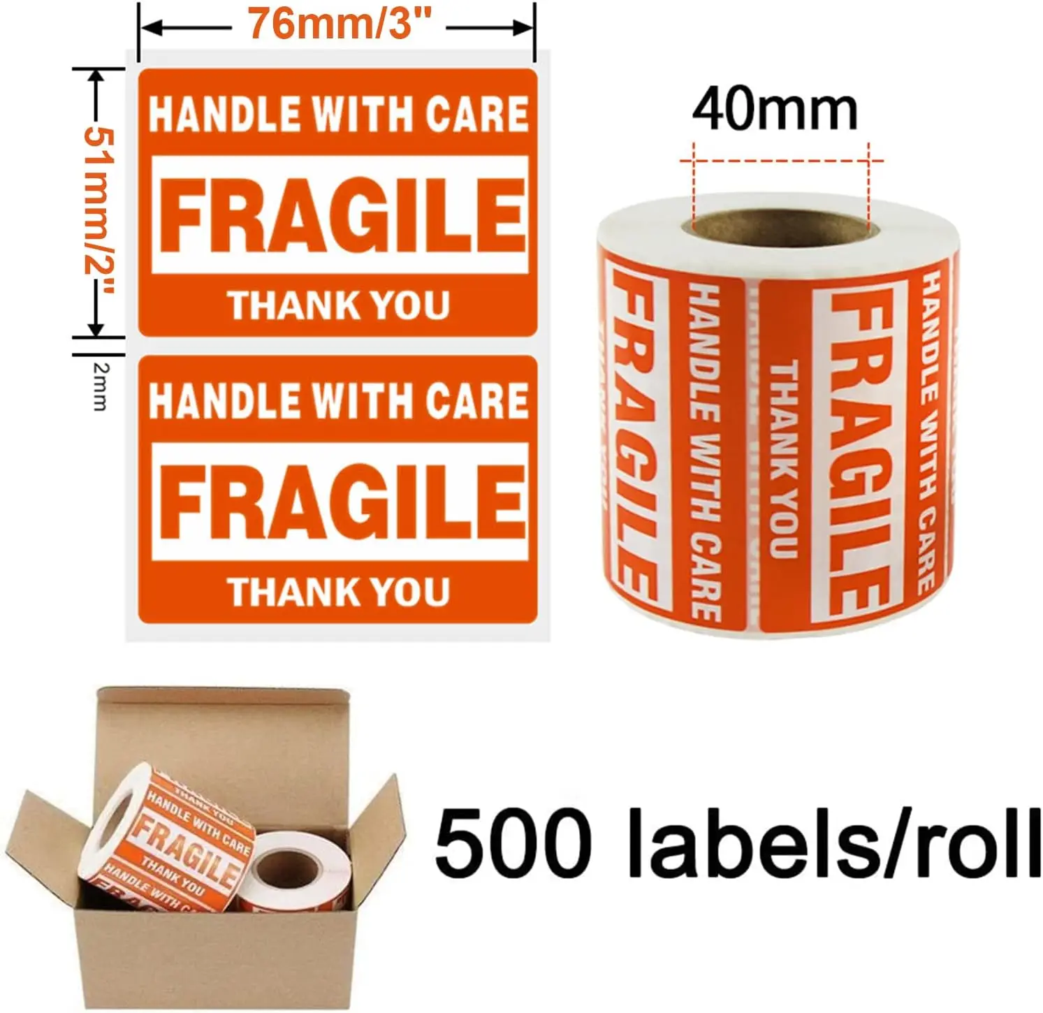 Custom label roll printing fragile sticker pink fragile iridescent security label fragile stickers for Industrial packing