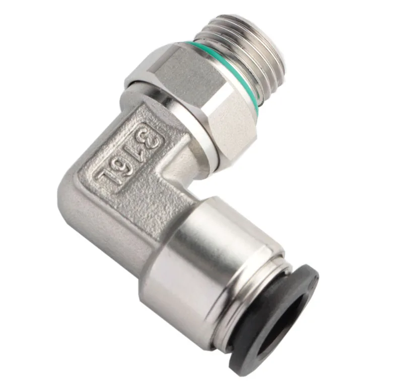 12mm 14mm 16mm & G02 G03 G04 G Thread Male Elbow Stainless Steel Inox SS316L Pneumatic Push to Connect Fittings