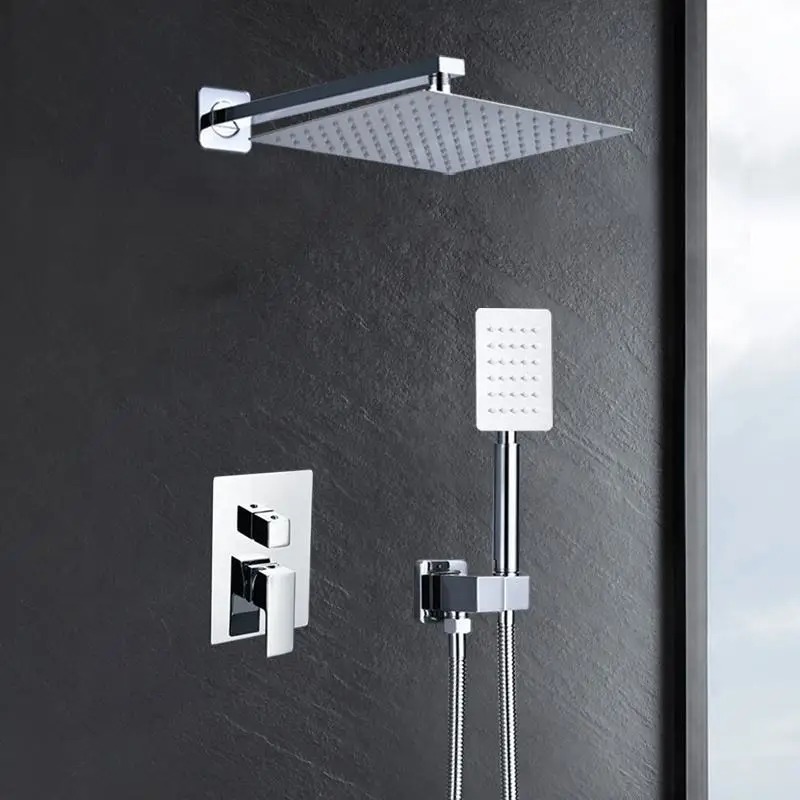 Wall Mount black Rainfall Shower Faucet Set Chrome Bathroom Waterfall System bathroom shower faucet Concealed shower set