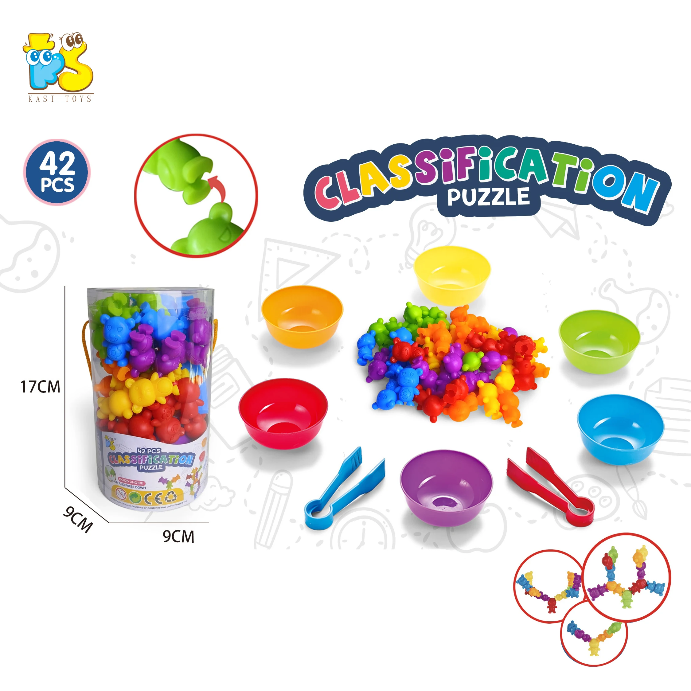 KS Baby Educational Rainbow Counting Toy Bear Building Block Montessori Color Matching Teaching Toy