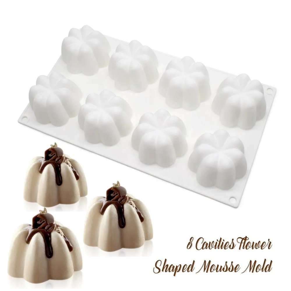 2 in 1 Valentine 6 Cavities rose Flower Silicone Cake Mold Non-stick Round Baking Mold for Soap, Chocolate, Cupcake, Pie