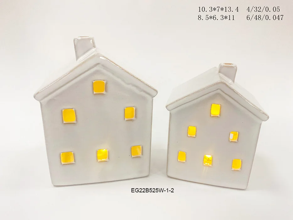 Christmas Custom Small White Ceramic Angel With LED Light Christmas Ceramic Home Decoration