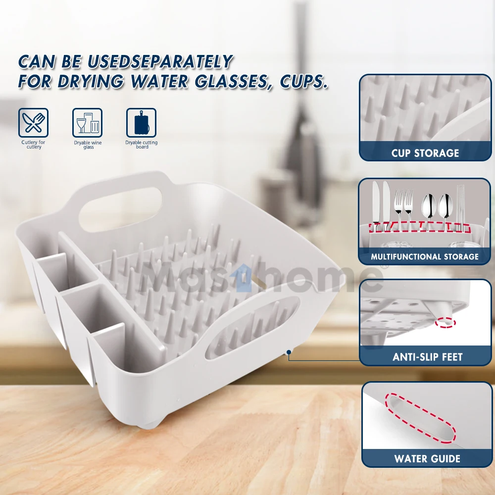 Masthome  Kitchen Storage Drying Basket  Escurridor De Platos Plastic PP Holder Organizer Dish Drying Drainer Racks