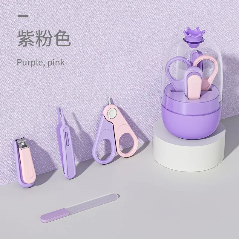 Hot Sale Stainless Steel Abs Baby Nail Trimmer Cute Nail Grooming Kit 4pcs Newborn Nail Clipper Set
