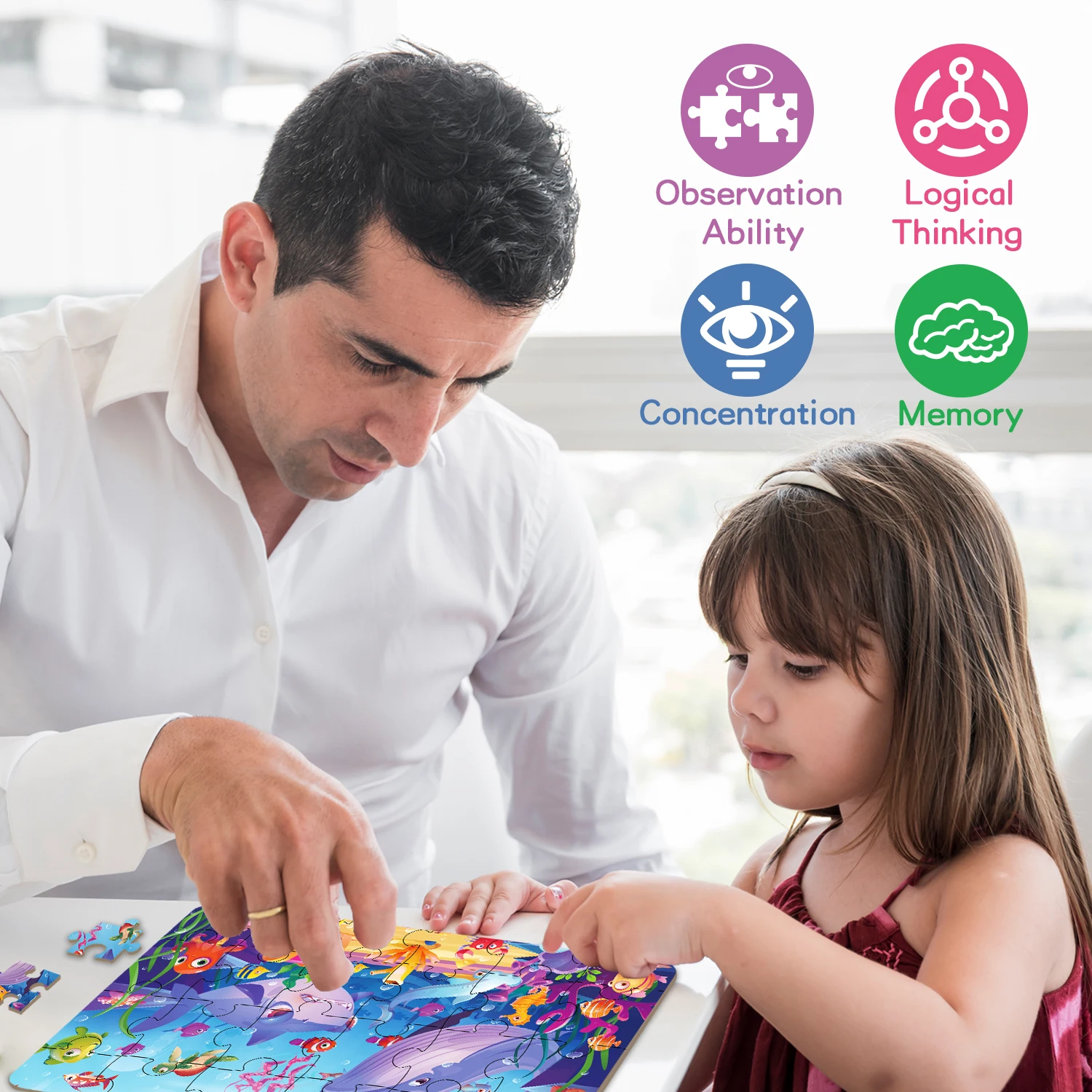 Customized Print fun jigsaw puzzle game colorful ocean world 24 pieces Paper jigsaw puzzles for kids