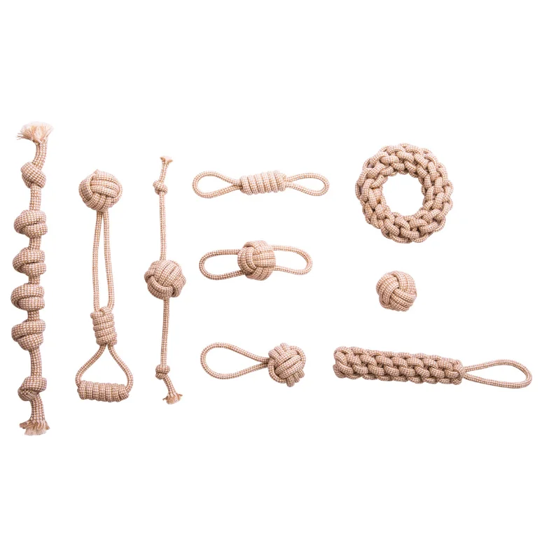 Custom Professional Durable  Soft Zanies Rope Pet Dog Chew Activity Toys 9pcs Set Pack