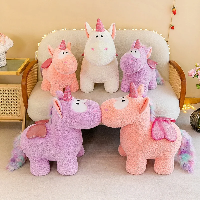 Good Quality Romantic Cute Love Heart Wings White Purple Pink Horse Plush Stuffed Toys Valentines Gifts