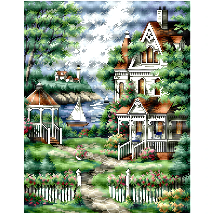 Набор для вышивки с пейзажной картой NKF, наборы для вязания, поделки, народные поделки, Набор для вышивки крестиком из хлопка, текстиля и ткани без