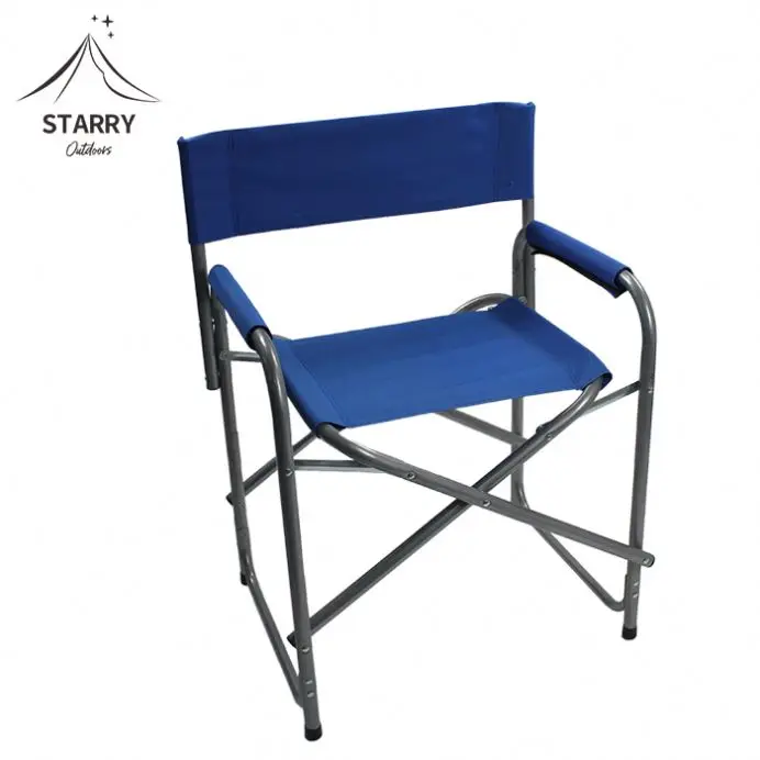 Premium heightened canvas director chair Aluminum foldable solid wood frame makeup chair with footrest custom