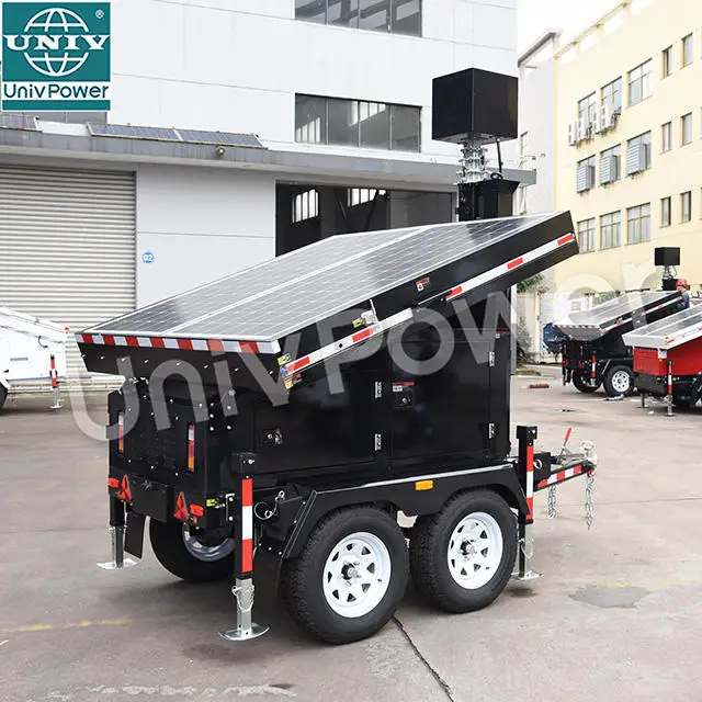 HD Portable Solar Trailer for Surveillance LED Light Source and DC Power Supply Mobile Light Towers