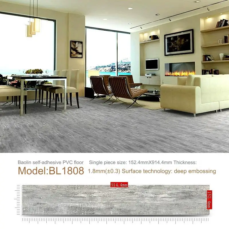 DIY handmade stickers 1.5mm 1.8mm 2.0mm kitchen flooring vinyl wooden self-adhesive waterproof and stain resistant PVC tile