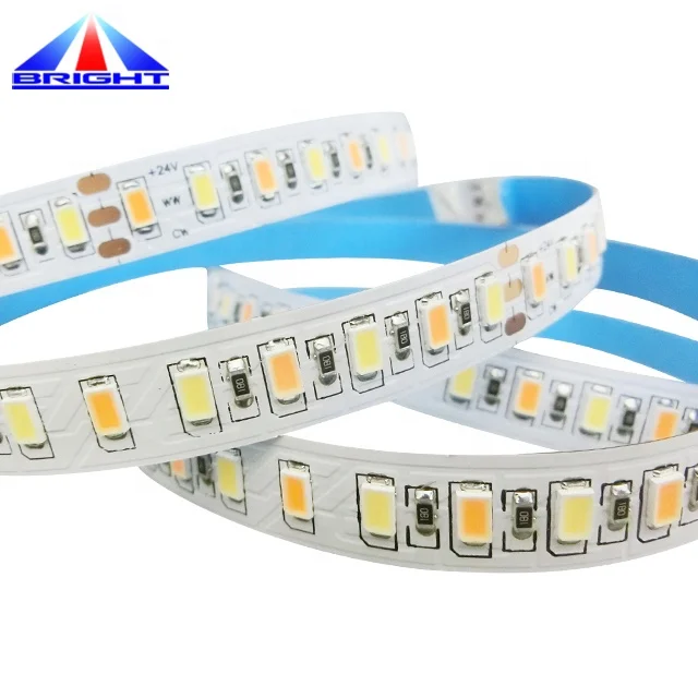 SMD5630 bicolor led strip,W+WW 24V Dual White CCT Tunable dimmable led light strip