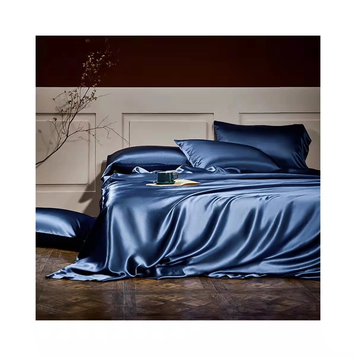 25 Momme Customized Bed Linen Soft Silk Bed Sheet Cooling Flat Sheet 100% Mulberry Silk Bedding for Home and Hotel