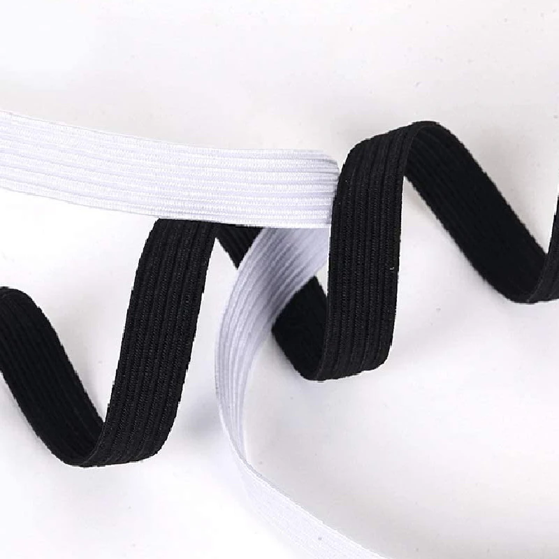 High Elastic Spool Black/White 10mm Woven Ribbon Knitted Elastic Rope Flat Elastic Band