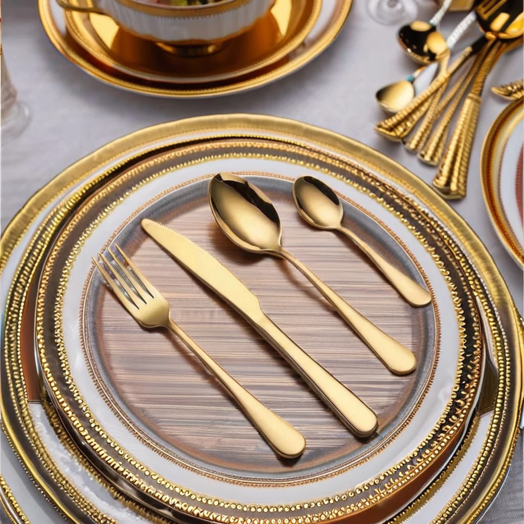 Wholesale Modern Stainless Steel Tableware and Knife Set Gold and Silver Color Sustainable Features for Weddings and Parties