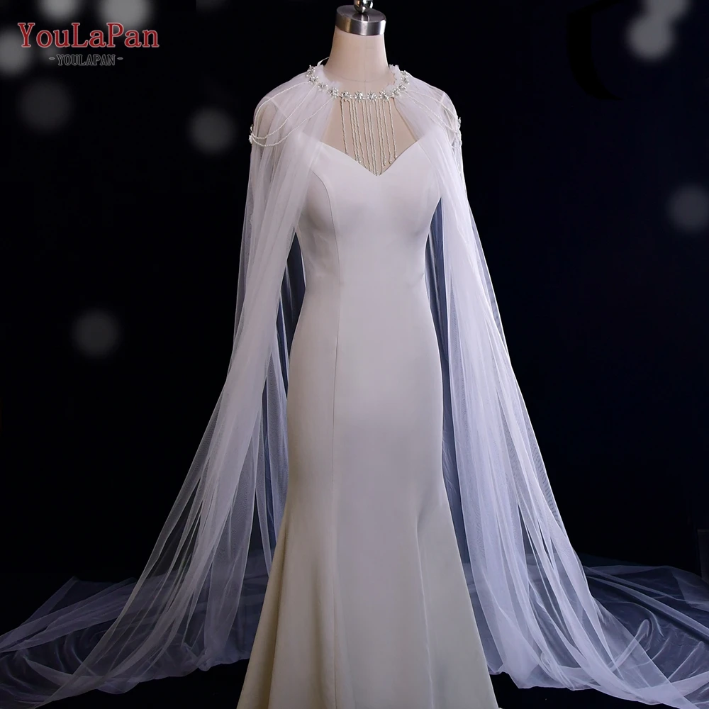 YouLaPan VG03T Elegant Woman Long Wings Coat Decorated with Beads Chain Free Size Tie Shawl Evening Wedding Dress Wrap Shawl