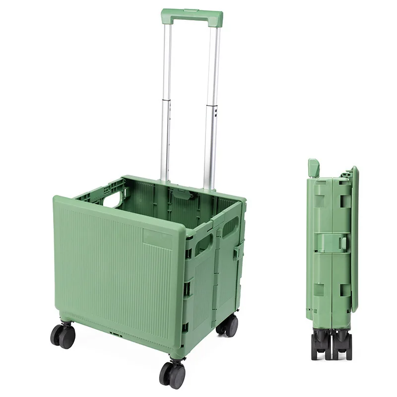 Wholesale Foldable Supermarket Trolley Multipurpose Folding Pp Plastic Portable Grocery Shopping Cart