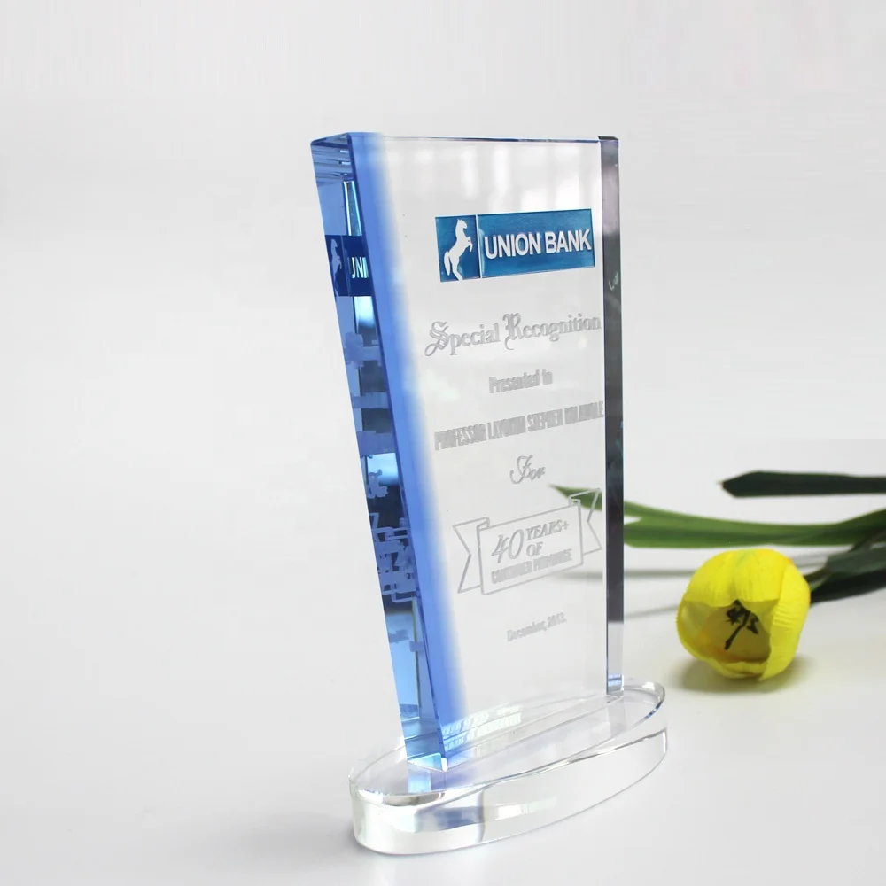 Wholesale Promotion Clear Optical Arch Blank Shield Crystal Awards Glass Trophy with Base Customized Logo Digital Printing 50pcs