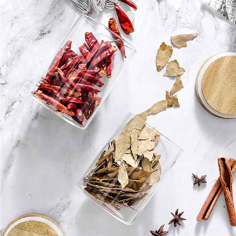 Wholesale Price Empty Kitchen Round  Food Grade Glass Jars Food Storage Container With Wooden Lid for Food