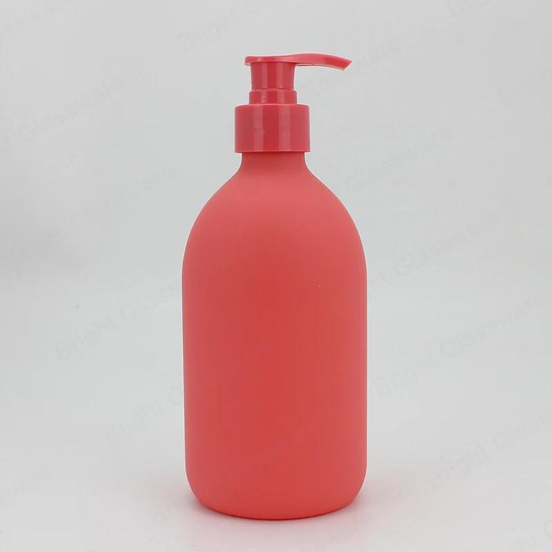 PET Shampoo Shower Gel Lotion Pump Plastic Spray Bottles Empty Amber Green 12oz 16oz 500ml 750ml Cosmetic Packaging Screw Cap