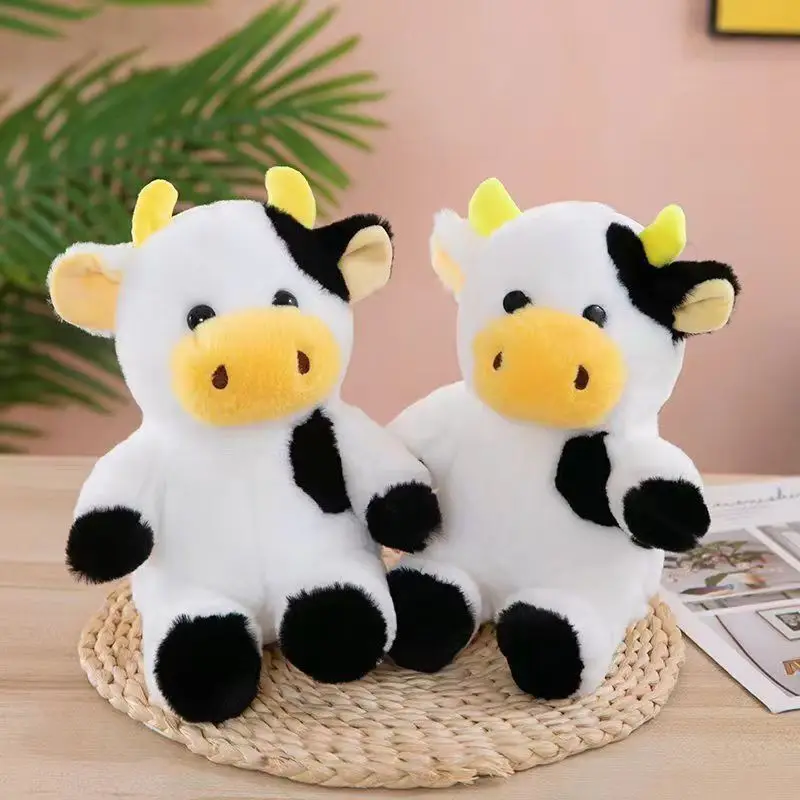 Wholesale In Stock Cute Cow Plush Toys for Children Gifts Custom Dairy Cattle Plushie Stuffed Doll Juguetes de peluche de vaca