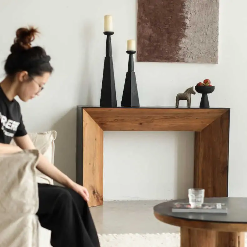 Modern wood entry console table