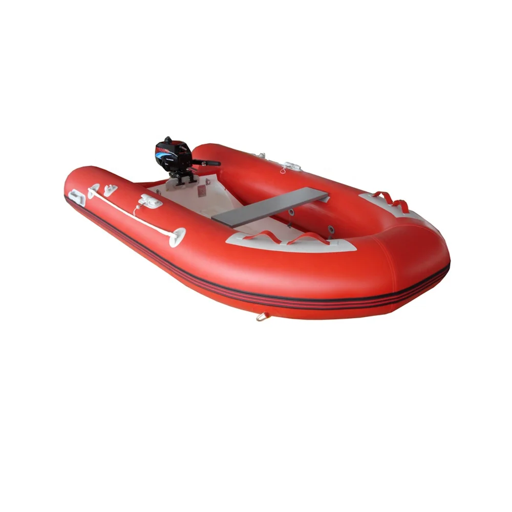 Small semi-rigid fiberglass V Hull Inflatable Boats RIB Boat  with outboard engine